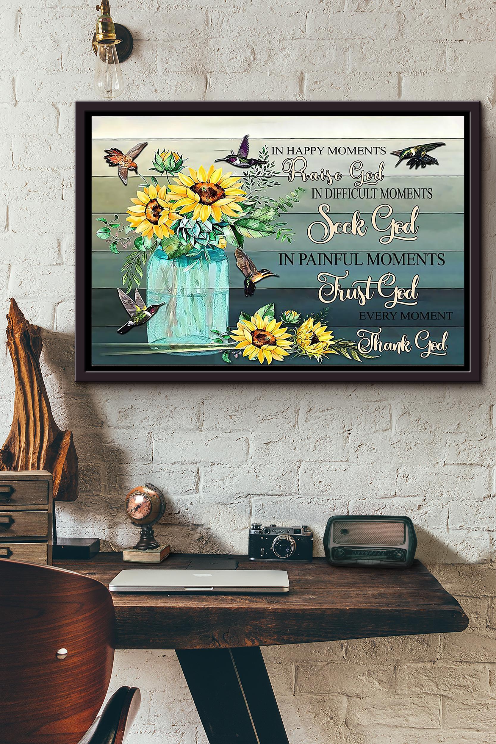 Flower Vases In Happy Moments Raise God Seek God Trust God Thank God Poster N Framed Matte Canvas