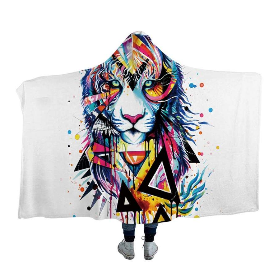 Shattered Tiger Hooded Blanket