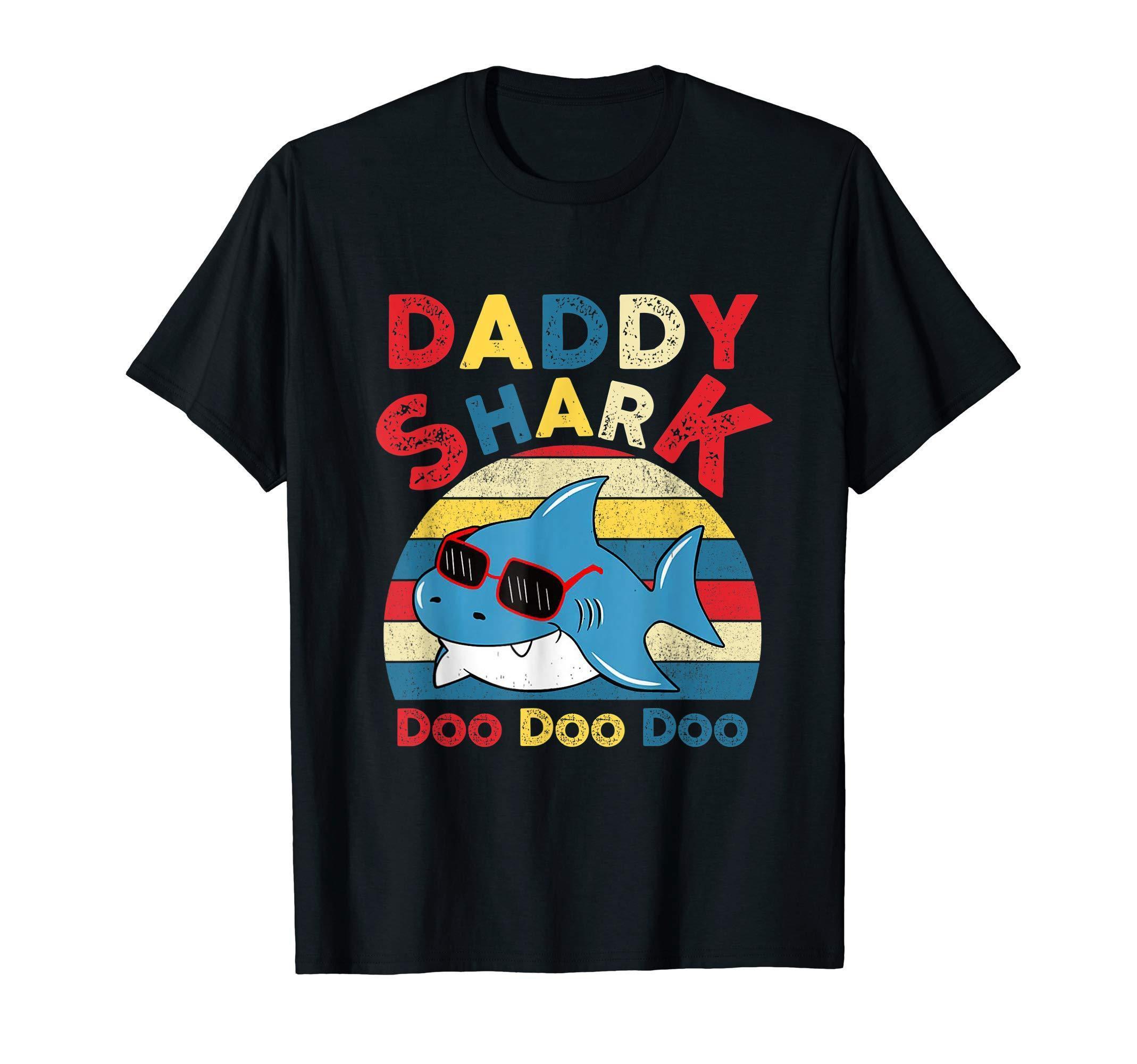 Daddy Shark Doo Doo Doo Balck Glasses Funny T-Shirt