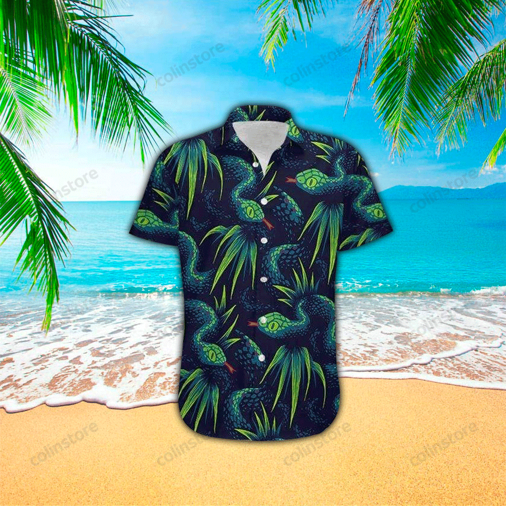 Tropical Forest Green Snake Hawaii Shirt Aloha Ha57886