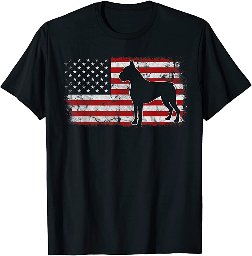 Boxer Flag 4th of July Dog American Puppy Patriotic T-Shirt