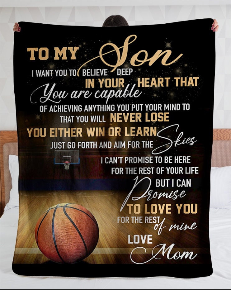 To My Dear Son-Ball Blanket Christmas Blanket Custom Christmas Gift Son Blanket Custom Gift Blanket To My Son Baseball Customized