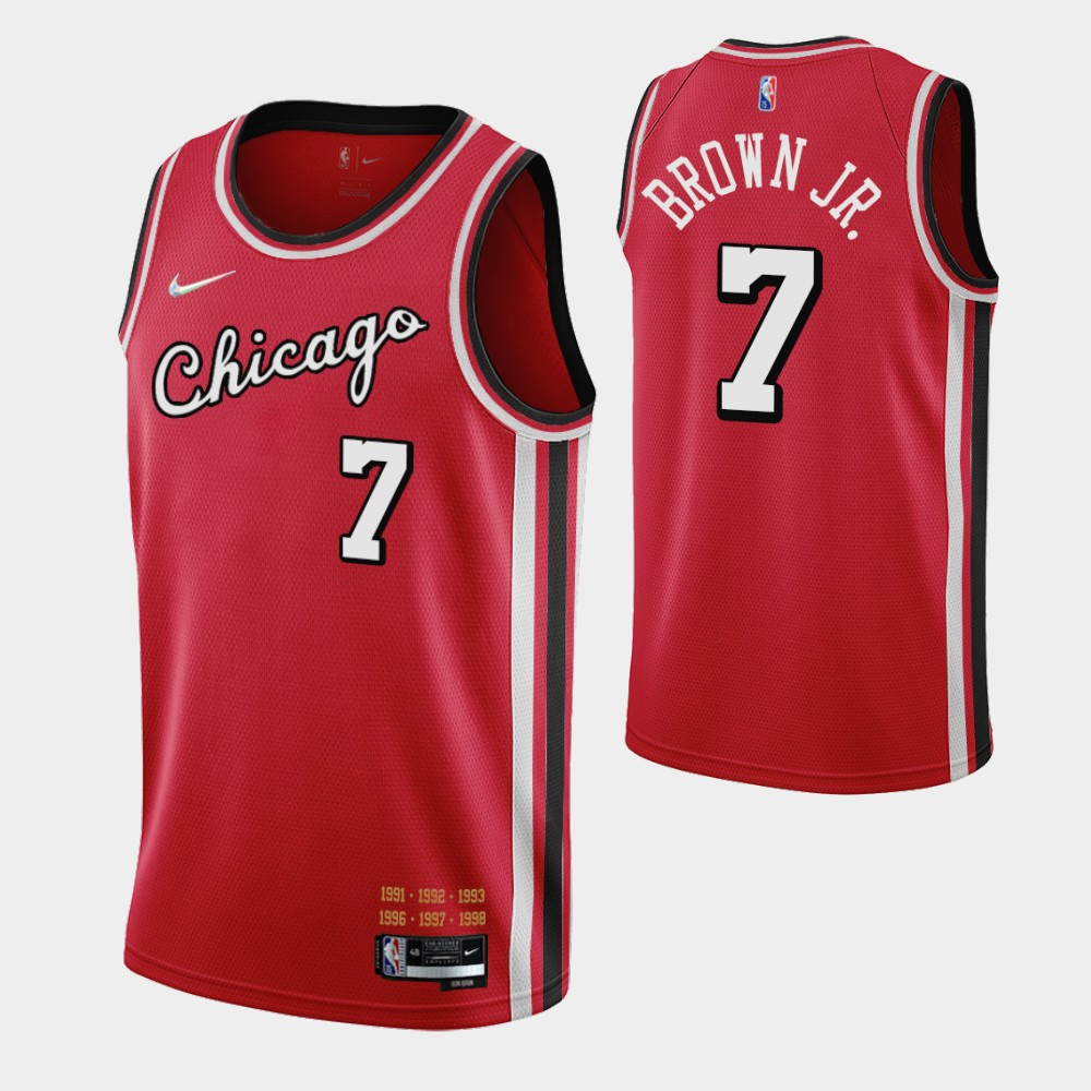 Chicago Bulls Troy Brown Jr. 7 NBA 2021-22 City Brandedition Red Jersey Gift For Bulls Fans