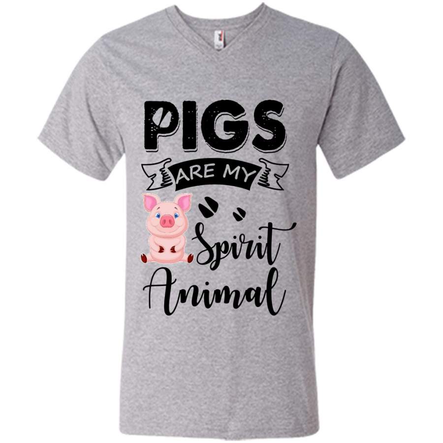 Pigs Are My Spirit Animal A – Canvas Unisex V-Neck Shirt