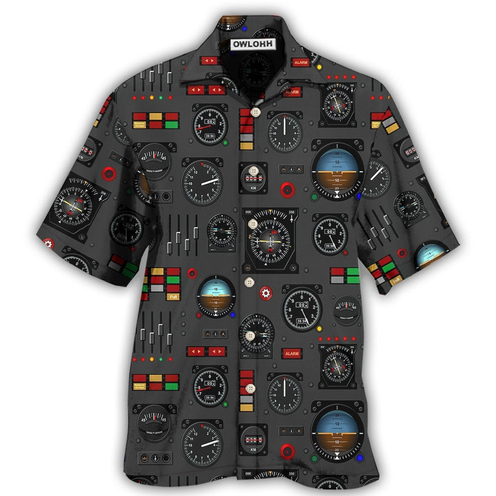 Pilot Watch Airplane Instrument Panel With Black Style Hawaii Shirt Ha11887