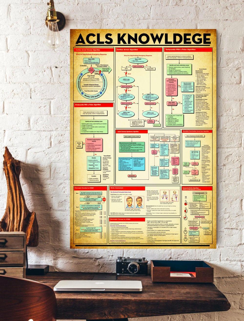 ACLS Knowledge Vertical Framed Canvas Wall Art  Unique Gifts