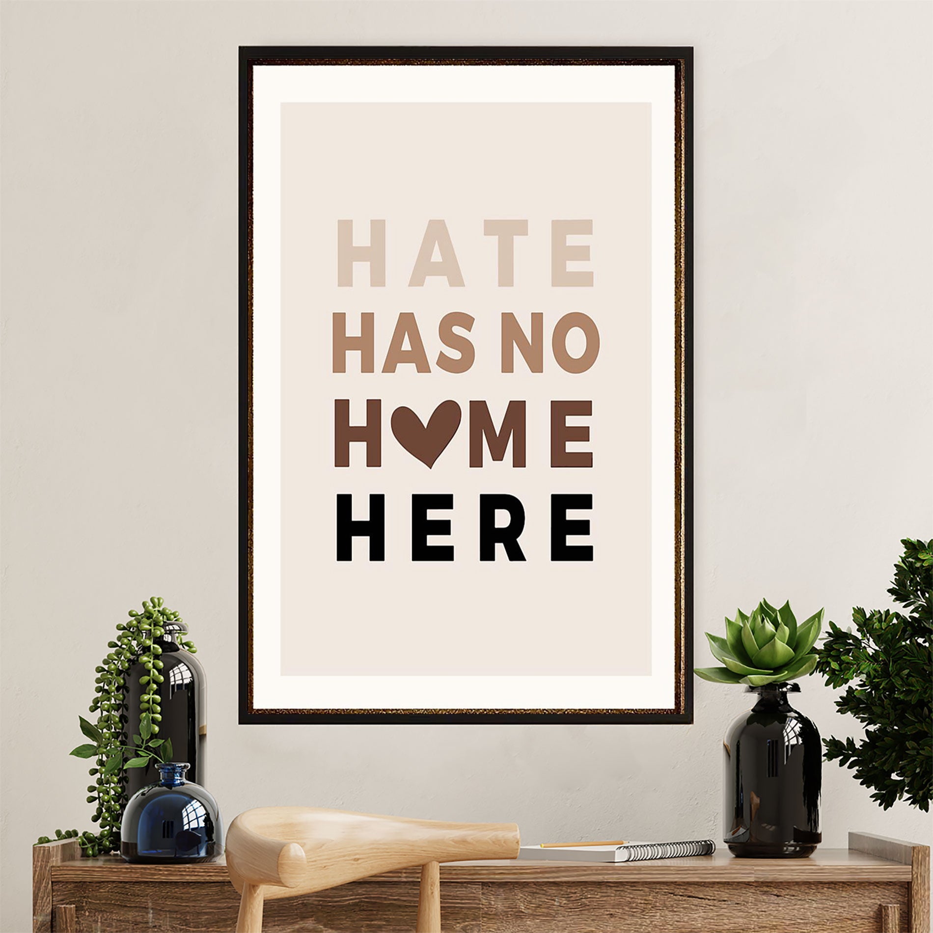 African American Afro Poster Prints | Hate Has No Home Here | Wall Art Gift For Black Girl