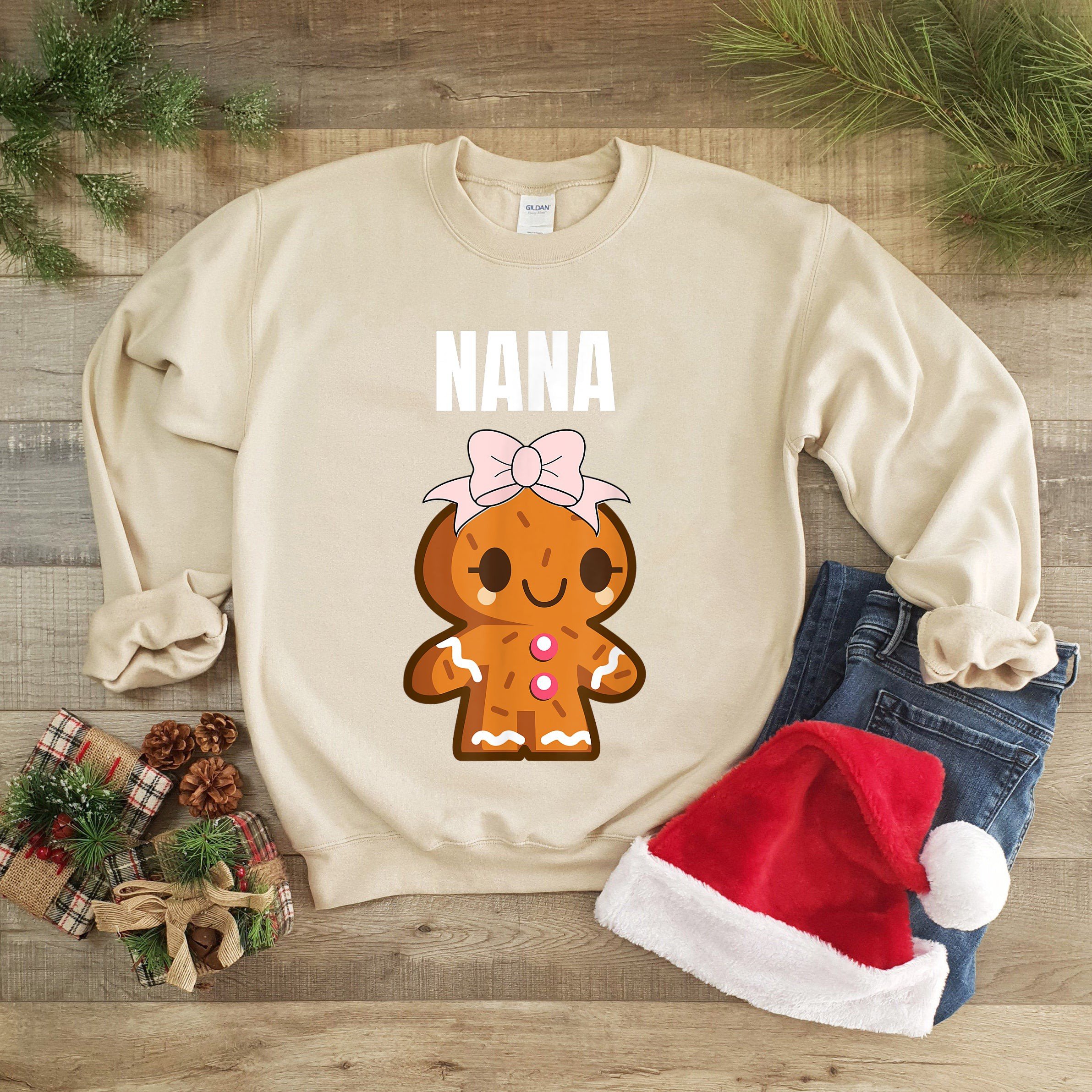 Gingerbread Nana Christmas Gift Xmas Pajamas Women Grandma Sweatshirt Gifts For Grandma