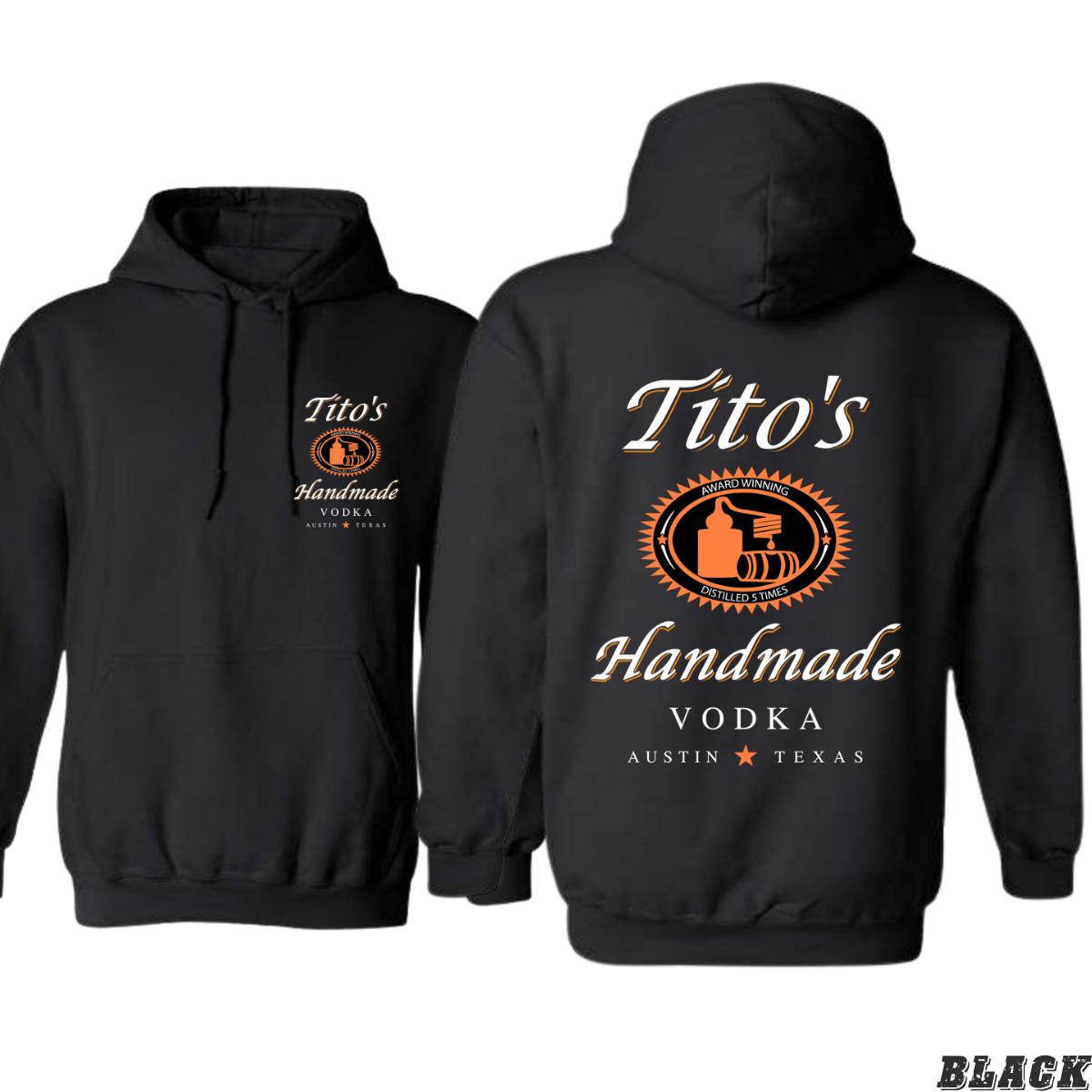Tito’s Handmade Vodka Hoodie – Classic Design with Logo and Austin, Unisex Sweater for Fans of Craft Spirits, tiktok shop store, Unisex Tops, Menswear