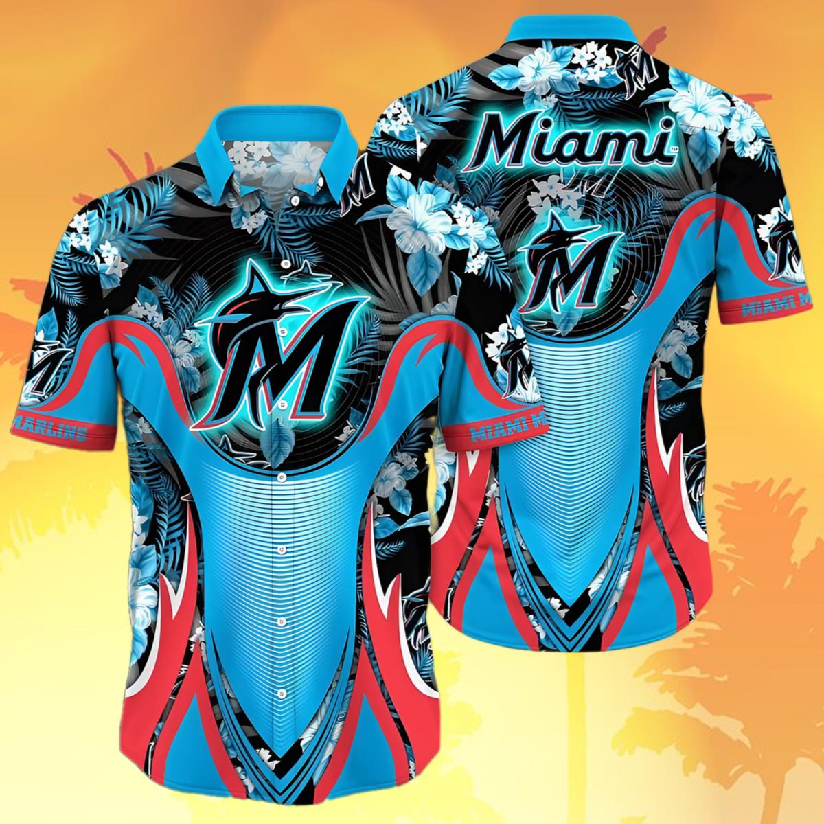 Miami Marlins Flower Grandstand Glamour Hawaiian Shirt
