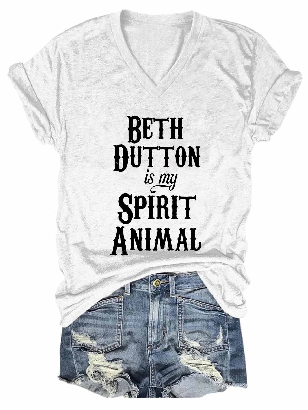 Women Beth Dutton Is My Spirit Animal V-Neck Tee