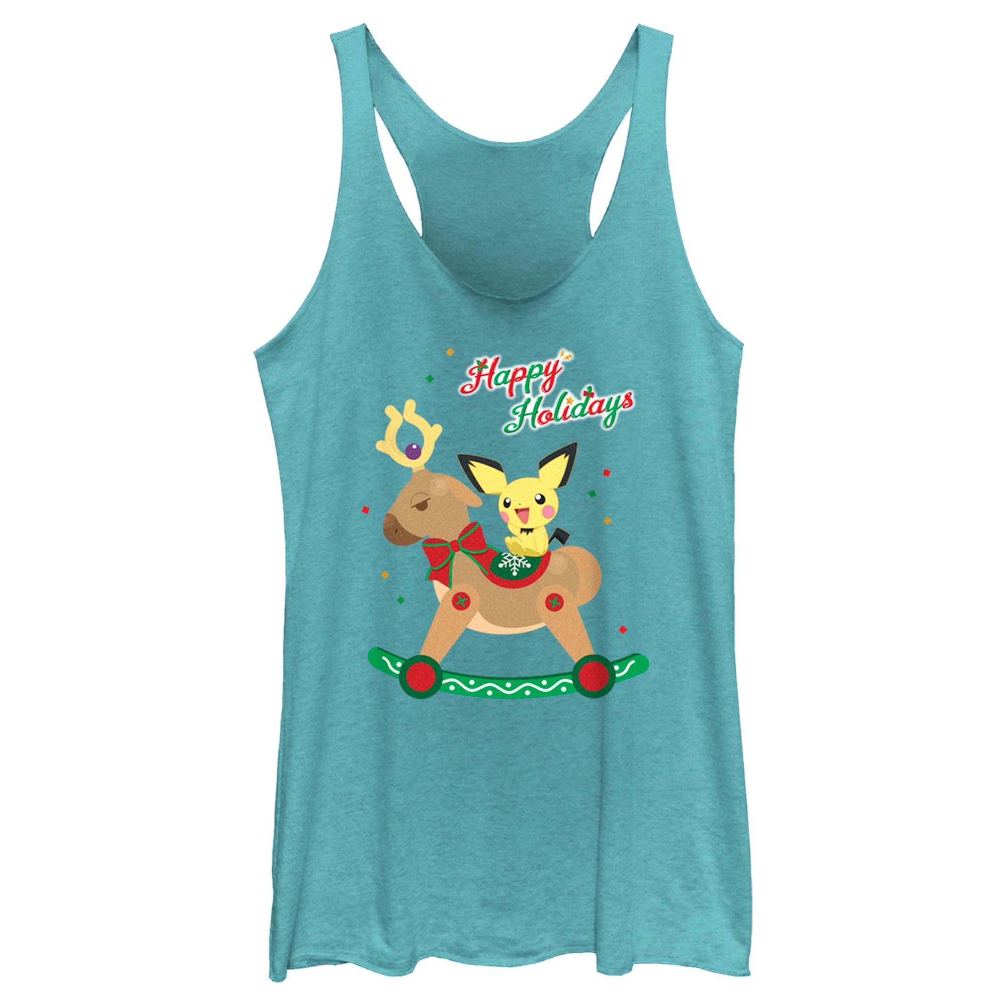 Women’S Pokemon Christmas Pichu Rocker Racerback Tank Top