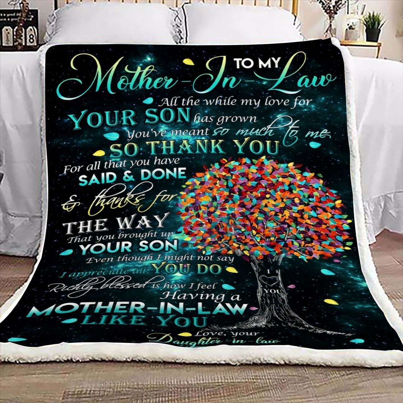 To My Mother-In-Law All The While My Love For Your Son Has Grown Fleece Blanket Gift For Family,Birthday,Parents,Mother,Mom Gift Home Decor Bedding Couch Sofa Soft And Comfy