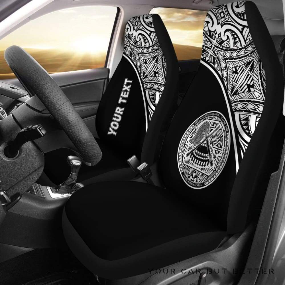 American Samoa Polynesian Custom Personalised Car Seat Covers Black Curve Bn12