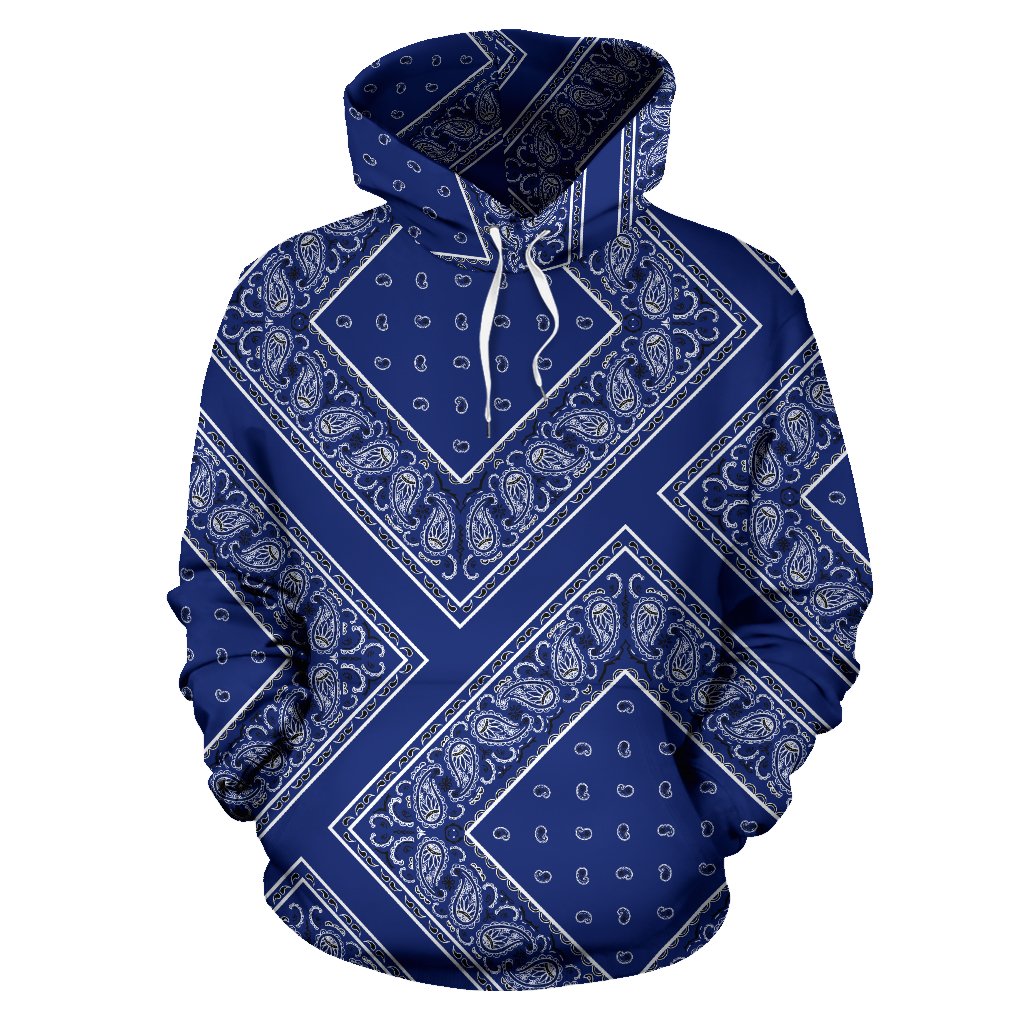 Royal Blue Bandana Patch Pullover Hoodie 3D T-Shirt