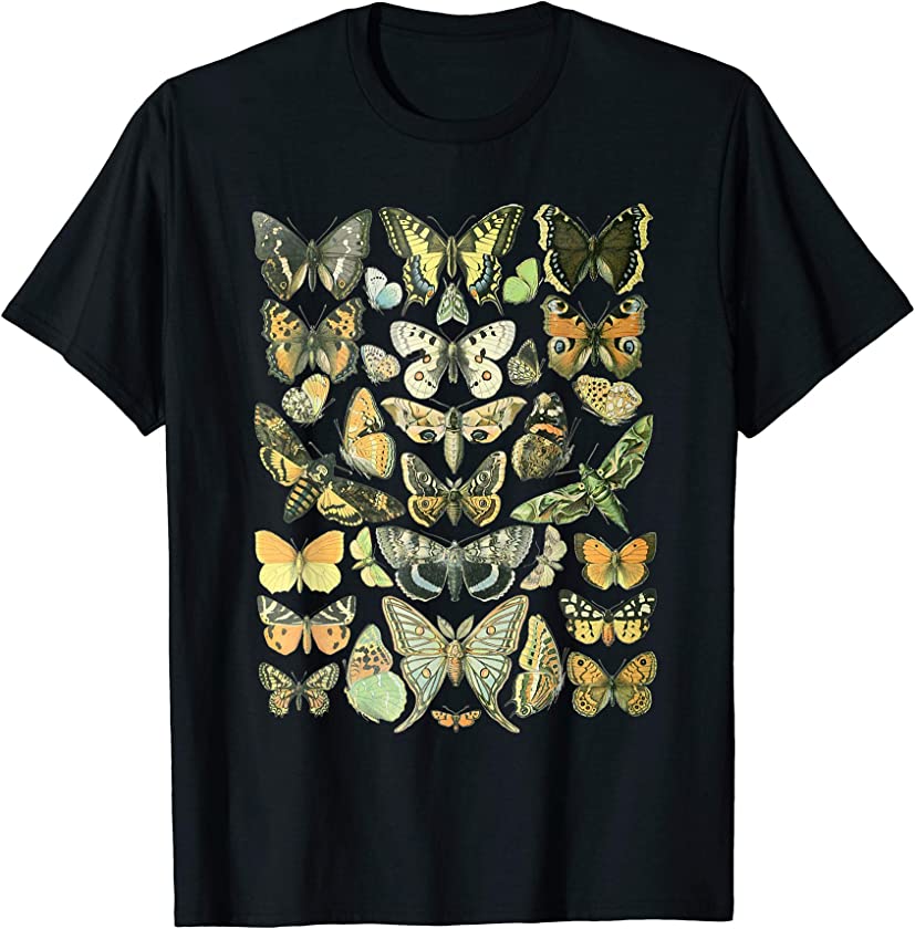 Vintage Inspired Butterfly Botanical Chart T-Shirt