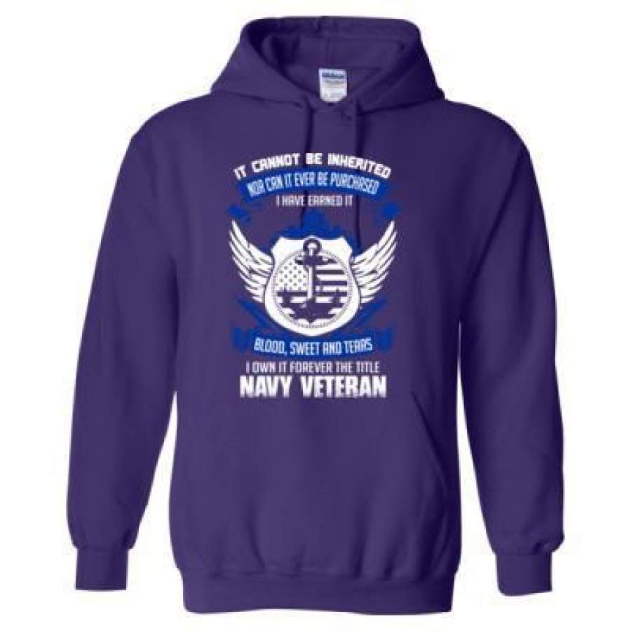 AGR Cant Inherited Blood Sweet Tears Forever Title Navy Veteran – Heavy Blend™ Hooded Sweatshirt