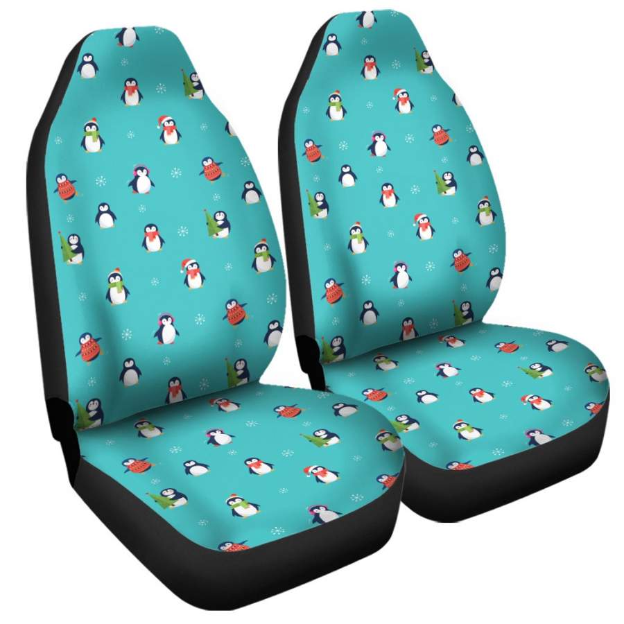 Cute Snowy Penguin Pattern Print Universal Fit Car Seat Covers