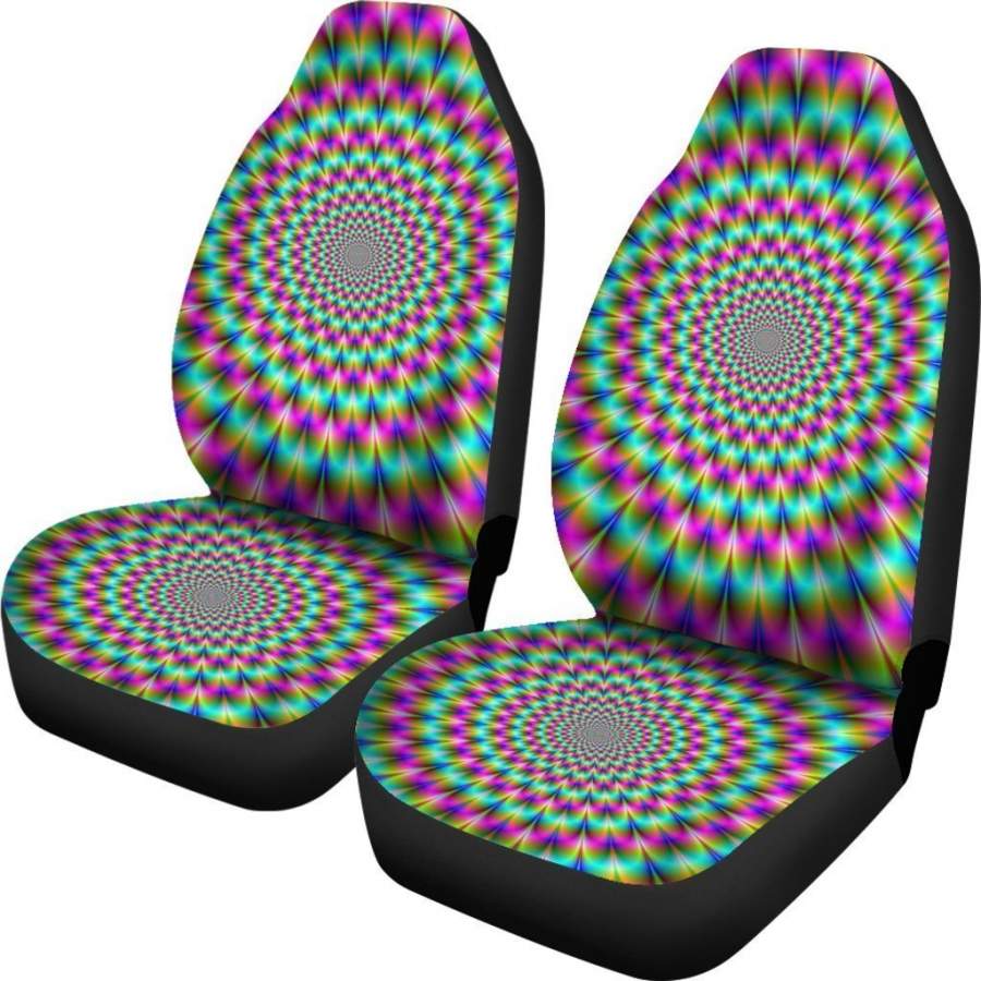 Psychedelic Rave Optical Illusion Universal Fit Car Seat Covers