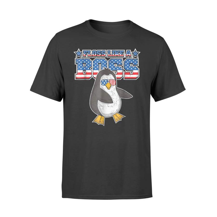 Floss Like A Boss Penguin Patriotic 4Th Of July Gift T-Shirt