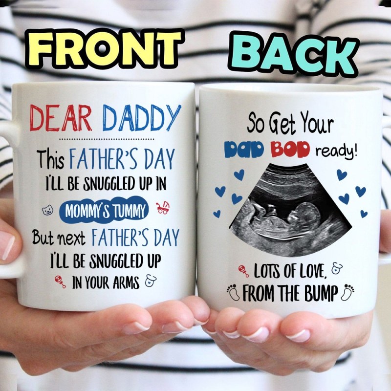 Personalized Get Your Dad Bod Ready Mug, Custom Sonogram Ultrasound Gift For New Dad To Be