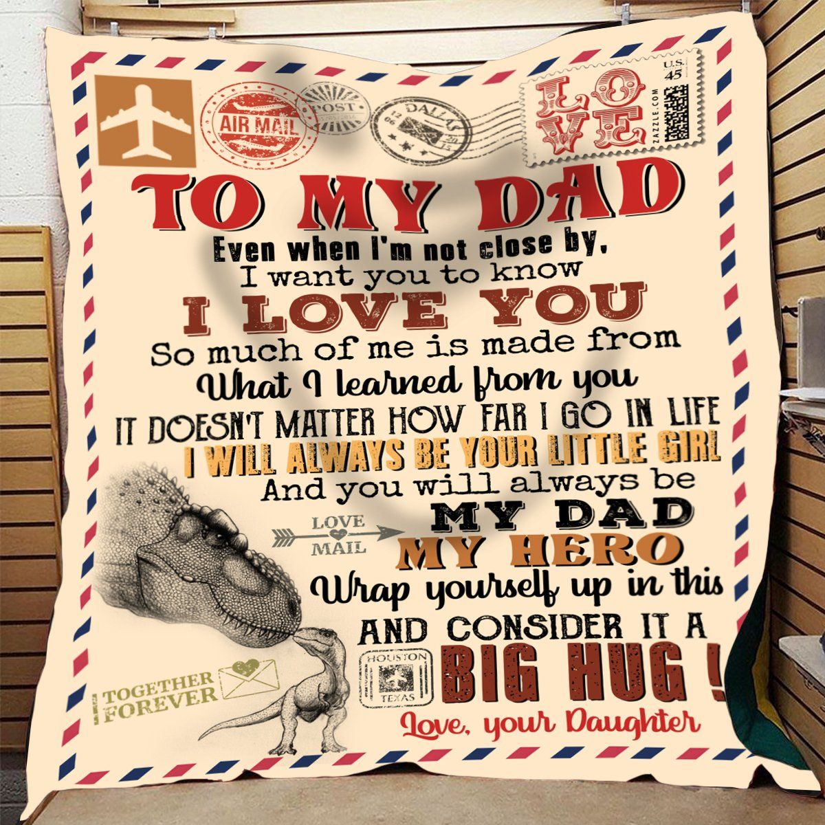 To My Dad – Dinosaur – Fleece Blanket