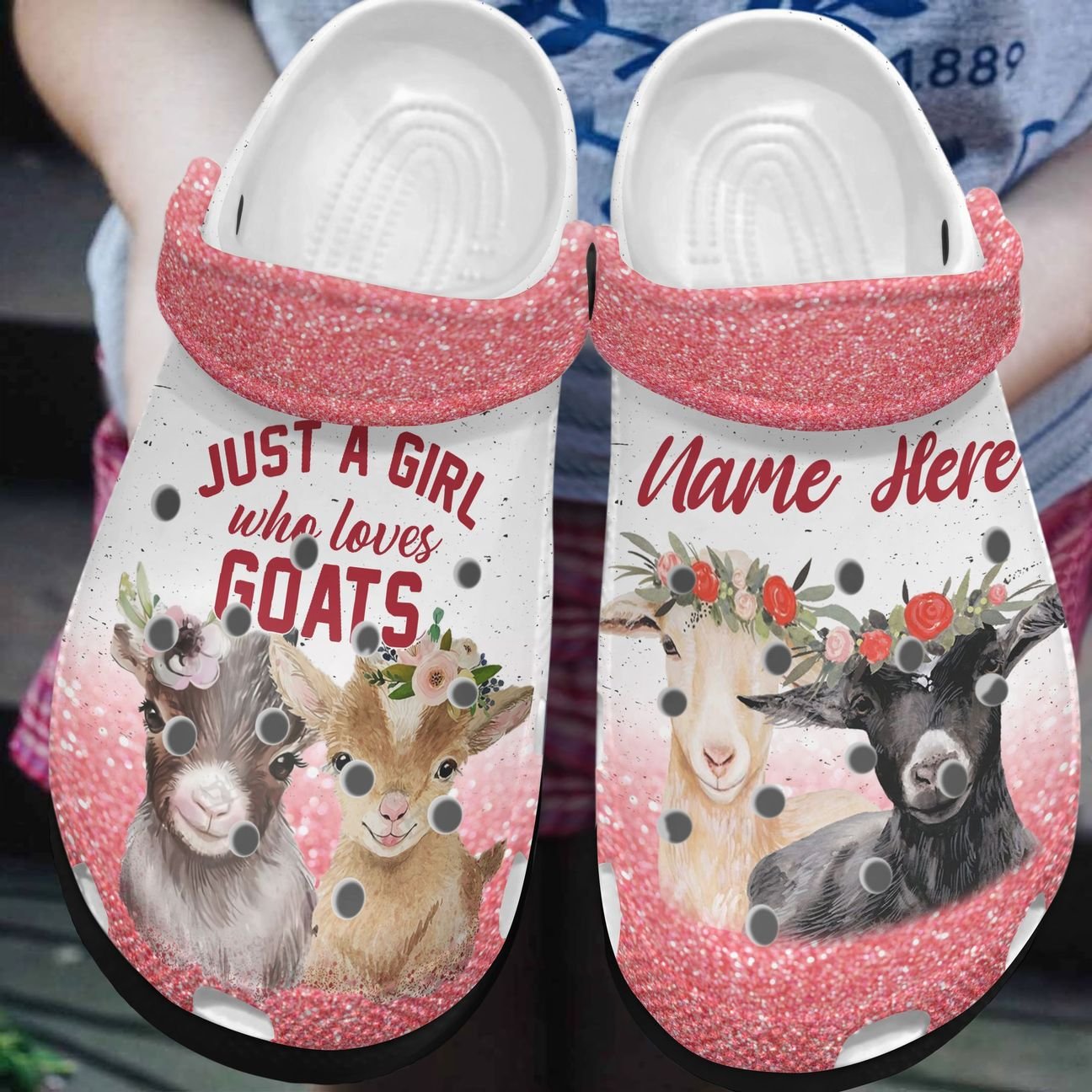 Goat Personalized Clog, Custom Name, Text, Color, Number Fashion Style For Women, Men, Kid, Print 3D Just Adore Goats