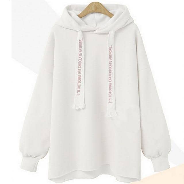 Women Hooded Letter Oversize Hoodie Kpop Loose Pullover Thick  Tracksuit