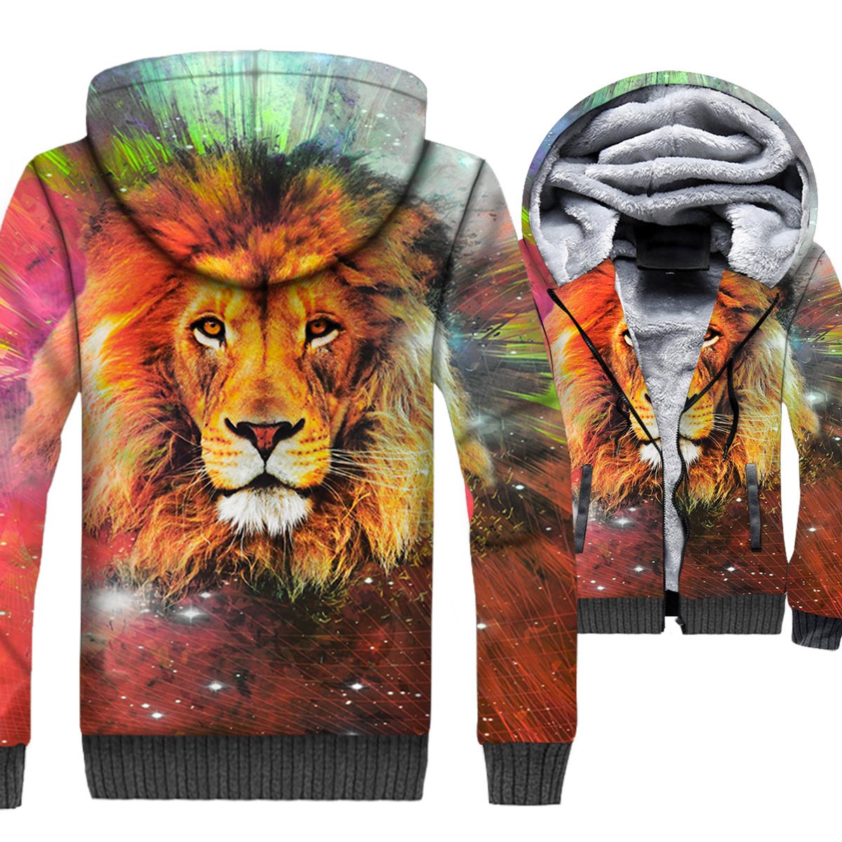 Animal Jackets – Animal Series Color Lion Icon 3D Fleece Jacket