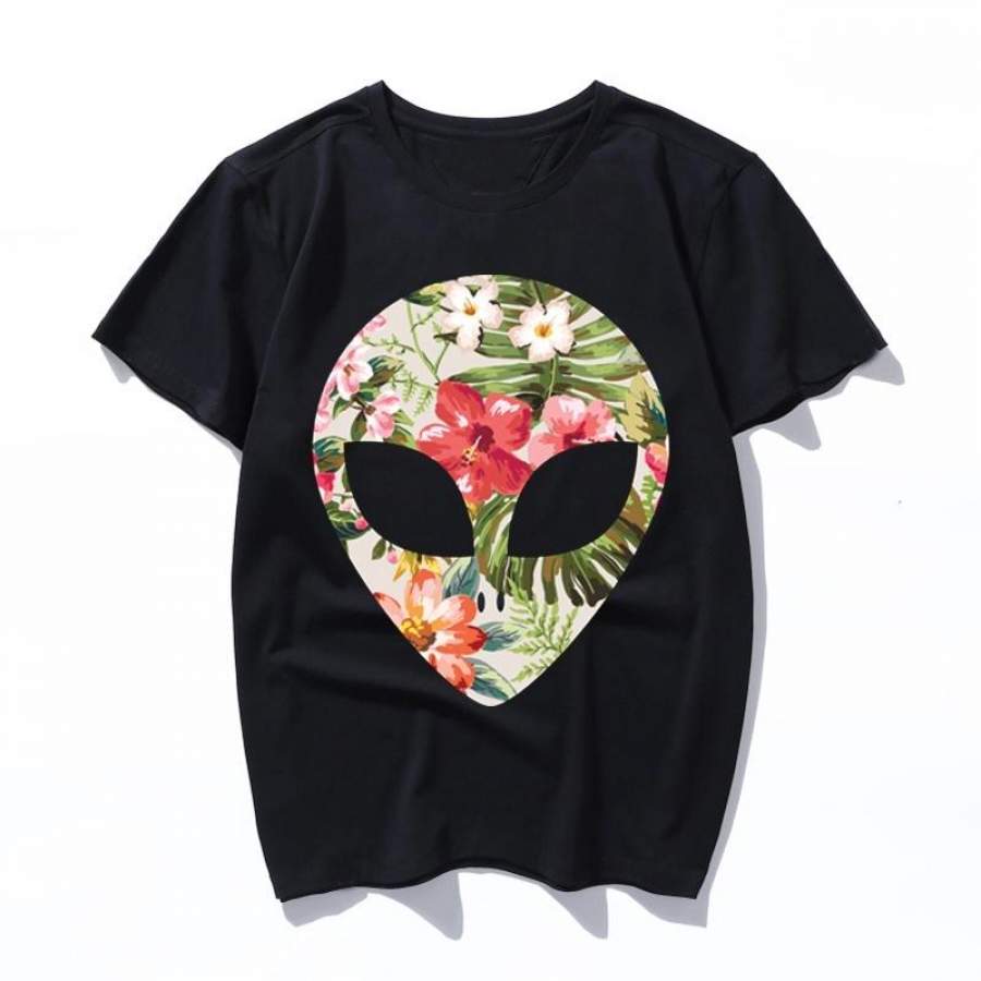 tropical alien head Aesthetic 90s Fashion T Shirts Women men Harajuku Ullzang T-shirts Graphic Funny Cartoon Tshirt Streetwear Top Tees Female