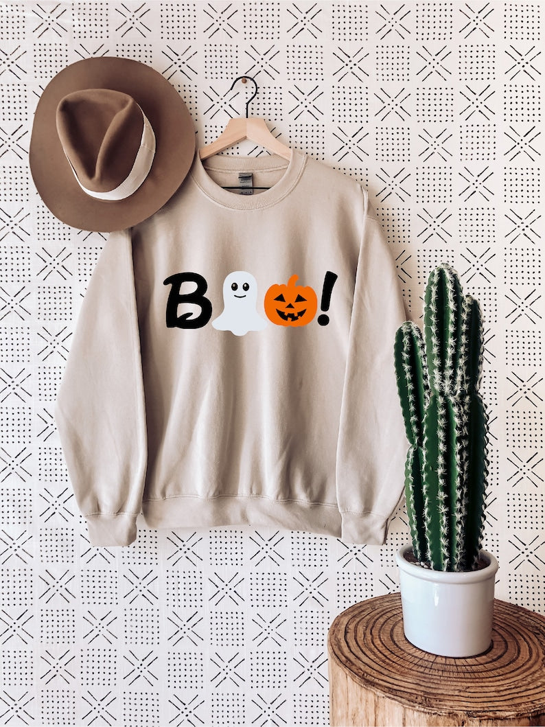 Halloween Vintage Sweatshirt, Halloween Boo Sweatshirt, Funny Halloween Sweatshirt All Over Print Sweatshirt For Women Sweatshirt For Men