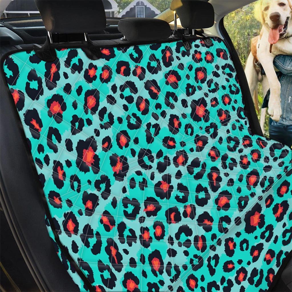 Teal Leopard Pet Car Seat Cover