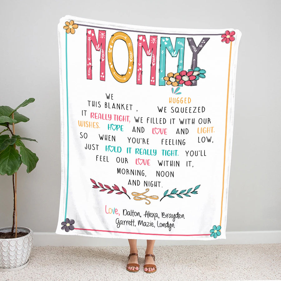 Personalized Mommy Throw Blanket, Birthday Mothers Day Christmas Gift For Mom Mama Mommy From Kids