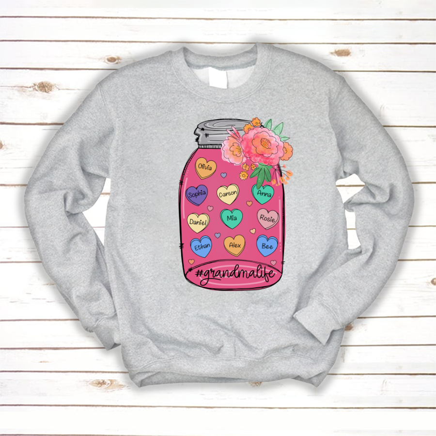 Grandma And Grandkid’S Hearts Flower Sweatshirt