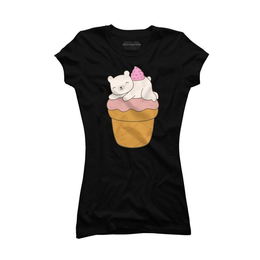 Women’S Fashion Summer T-Shirt Kawaii Cute Polar Bear Ice Cream Juniors’ Graphic T Shirt Women Funny T Shirts