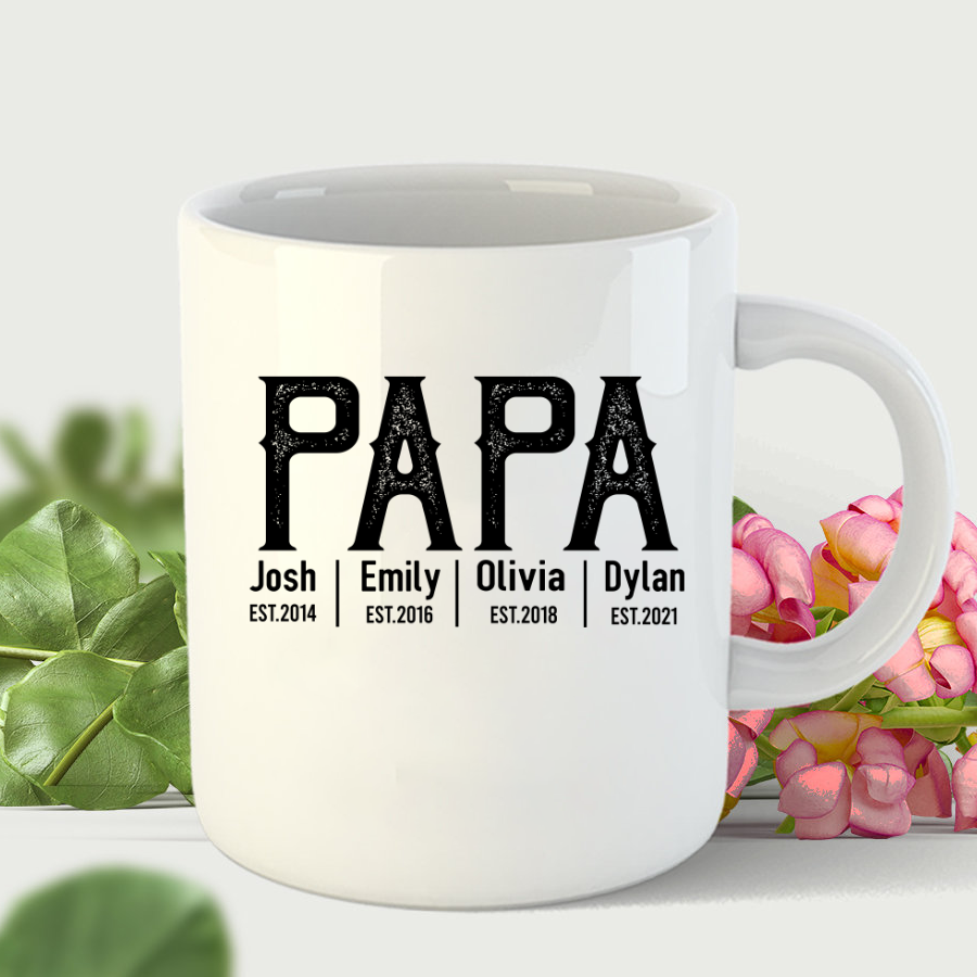 Custom Grandpa Shirt With Grandkids Names Est Mug