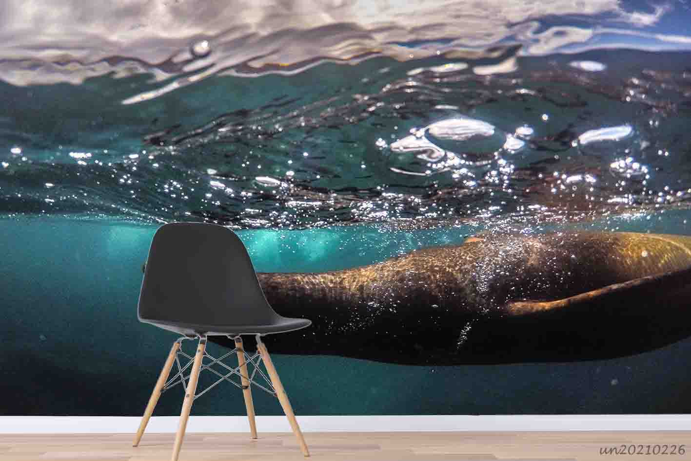 3D Sea Animal Manatee Wall Mural Wallpaper Lqh 99