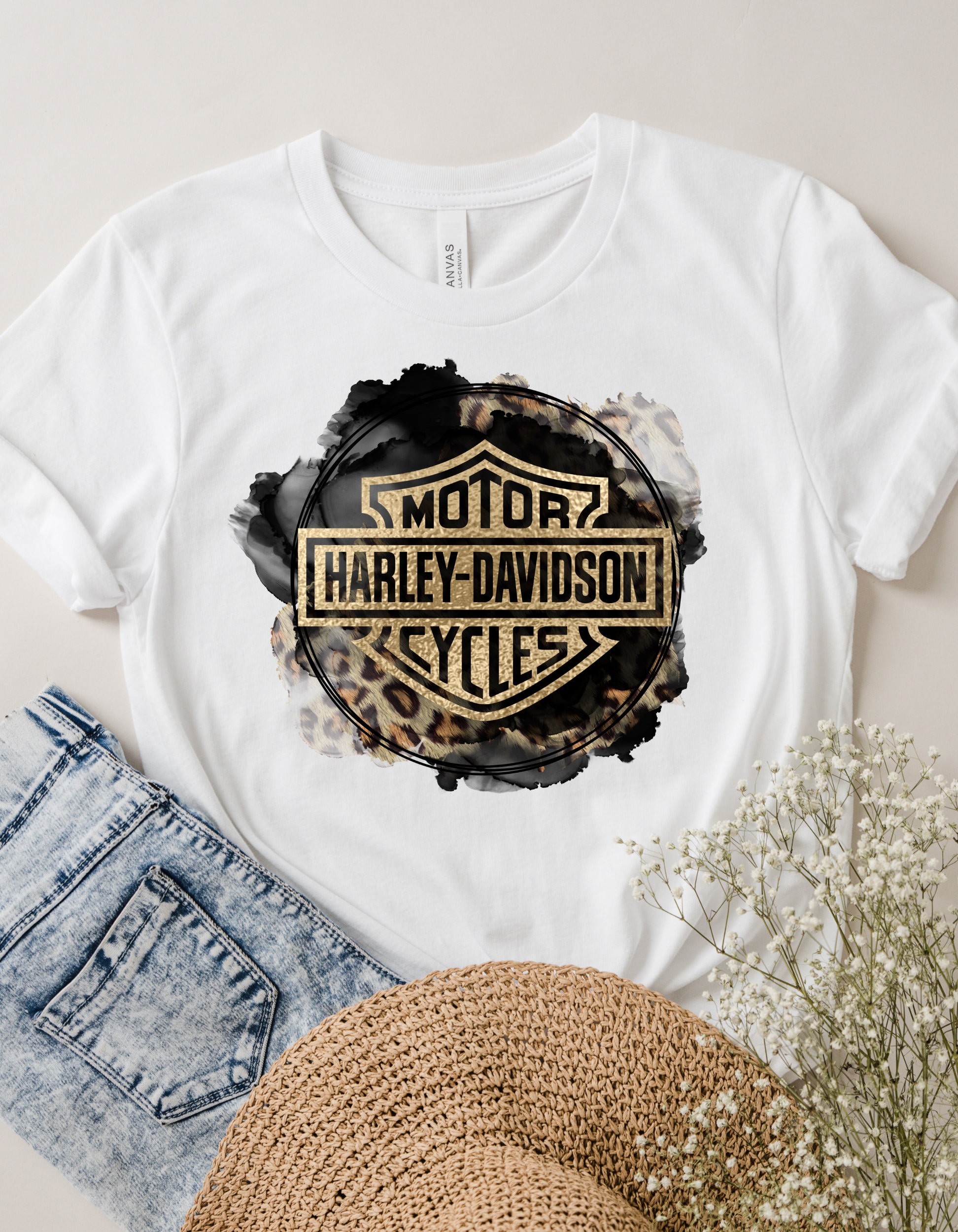 Harley Davidson Logo Leopard T Shirt, Harley Davidson Motorcycle Tee, Leopard Shirt, Biker Chic Shirt, Biker Wife Top, Graphic T Shirt