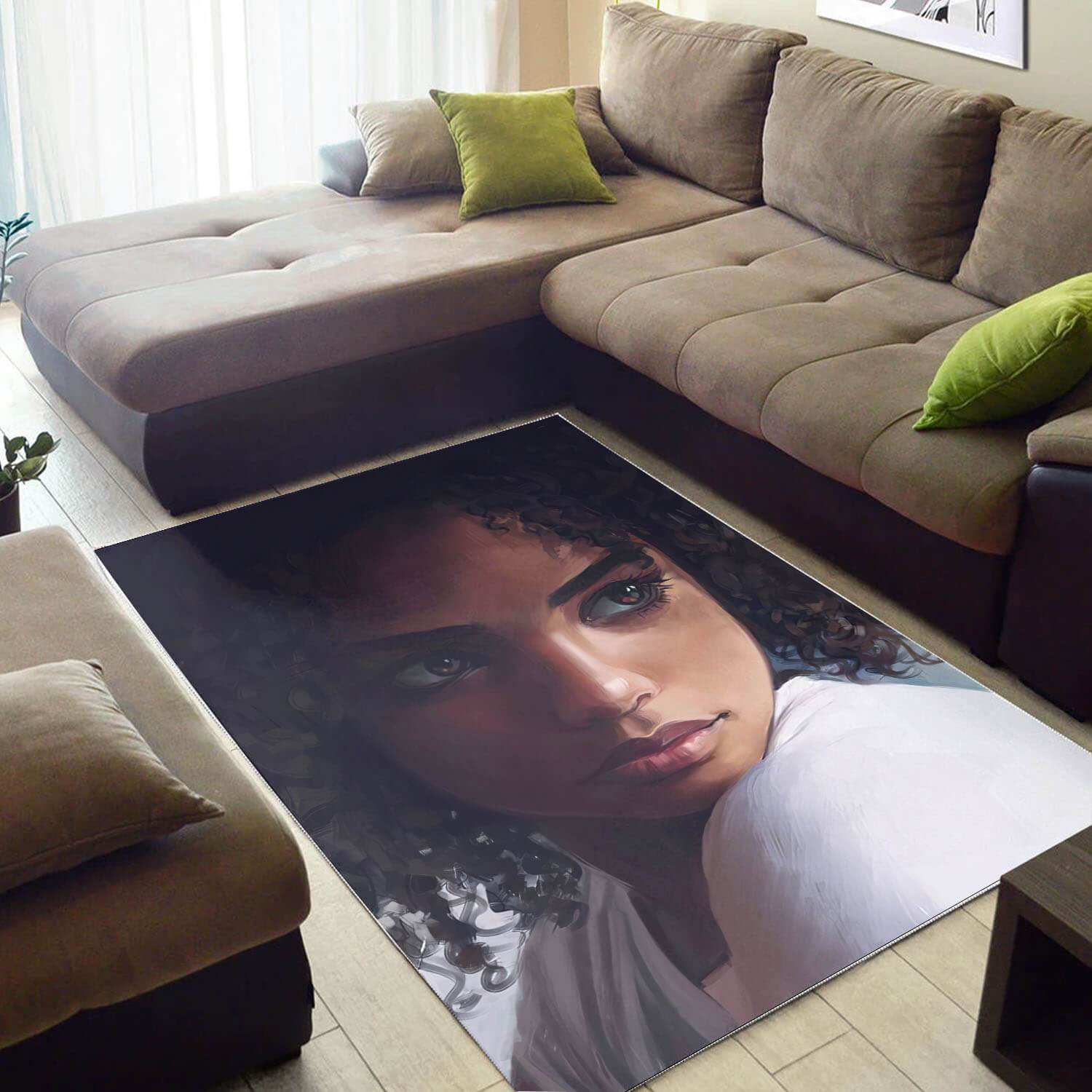 African American Rugs Beautiful Black Afro Lady Carpet African Design Afrocentric Home Decor WBG04545