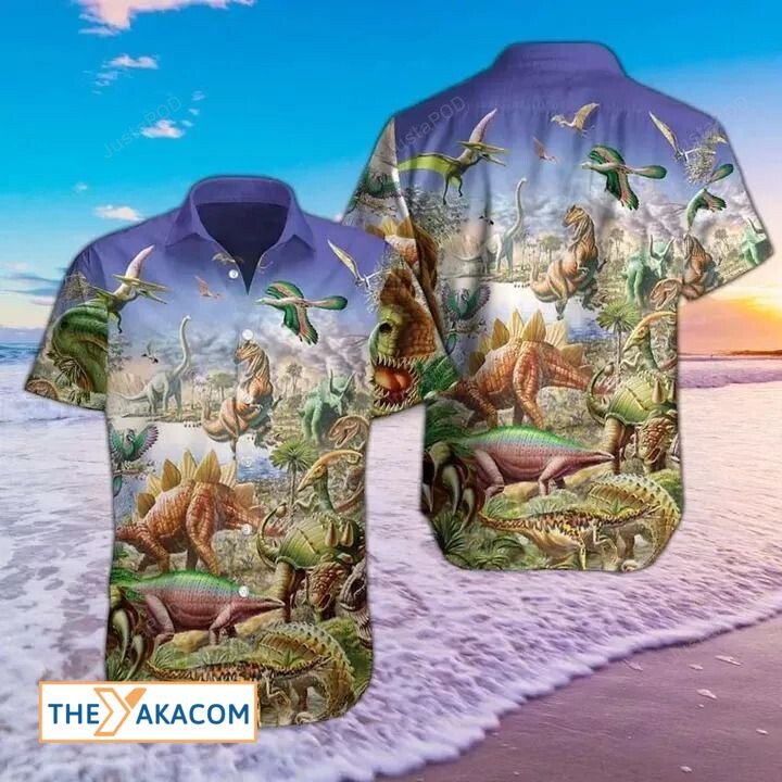 Wonderful Family Of Dinosaur And Nature Hawaiian Shirt