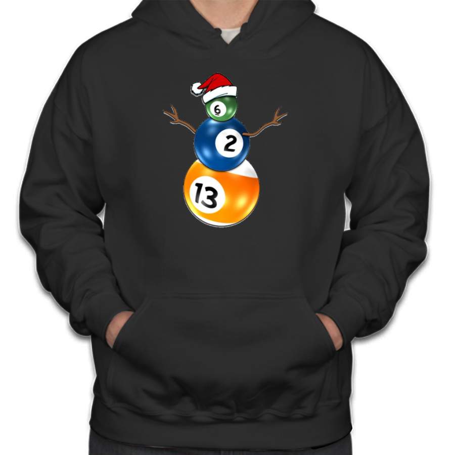 Billiards Christmas Snowman with Pool Table Balls Hoodie