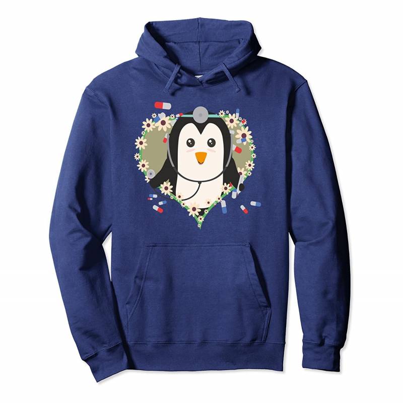 Penguin doctor with flower heart | Nurse Pullover Hoodie, T Shirt, Sweatshirt