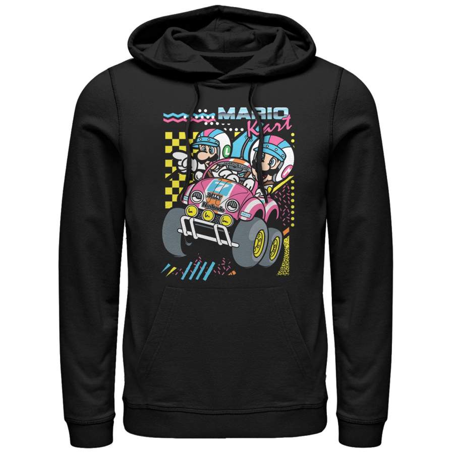 Nintendo Men’s Mario Kart 90’s Art  Lightweight Hoodie