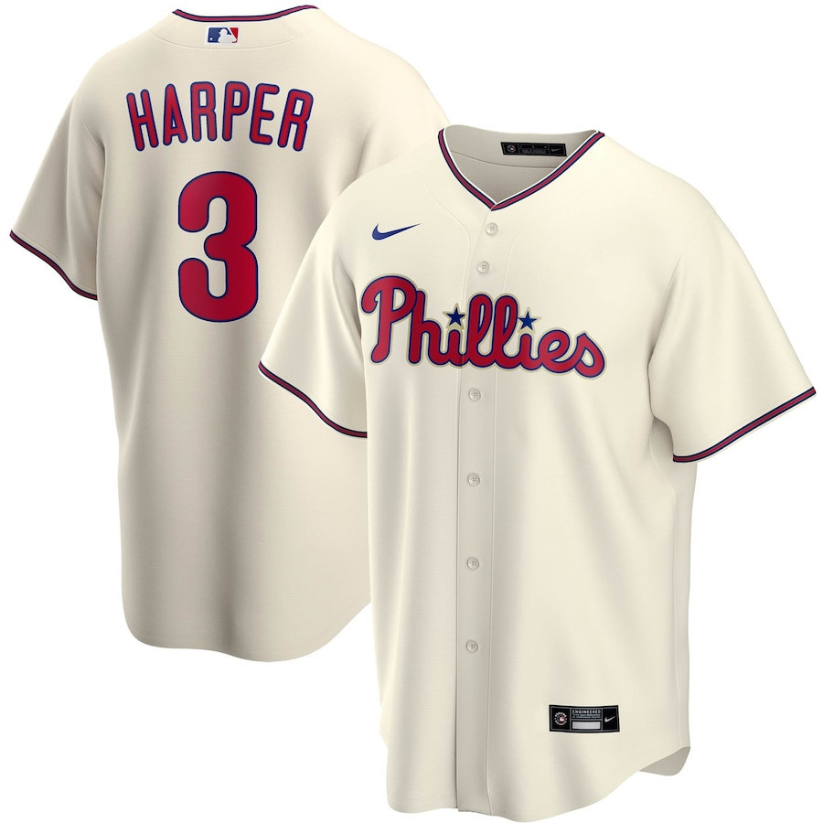 Bryce Harper 3 Philadelphia Phillies Alternate Player Name Jersey – Cream Jersey