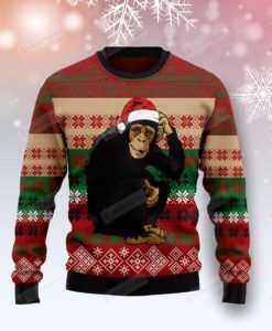 Chimpanzee Ugly Christmas Sweater, All Over Print Sweatshirt