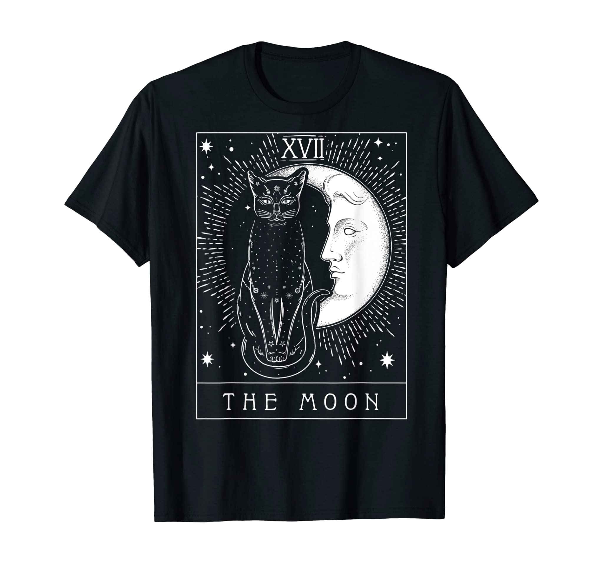 Tarot Card Crescent Moon And Cat Graphic T-Shirt