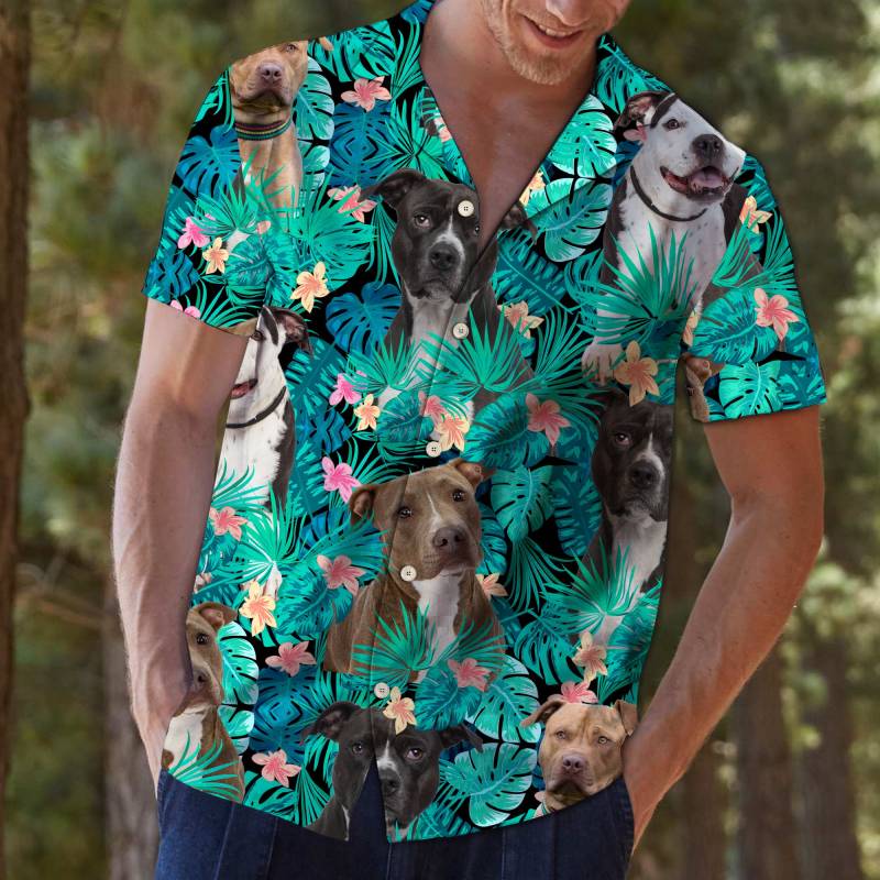 American Pit Bull Terrier Tropical Hawaiian Shirt Ha44600