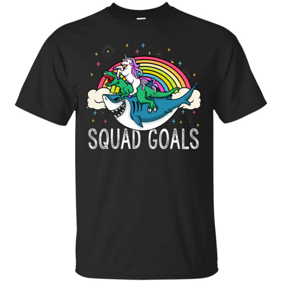 Squad Goals Funny Unicorn Dinosaur and Shark Shirt LT02