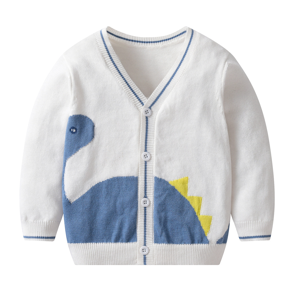 Baby Sweaters Cardigans White Dinosaur Knitted Newborn Infant Kids Boys Jackets & Coats Autumn Long Sleeve Toddler Knitwear Tops alx