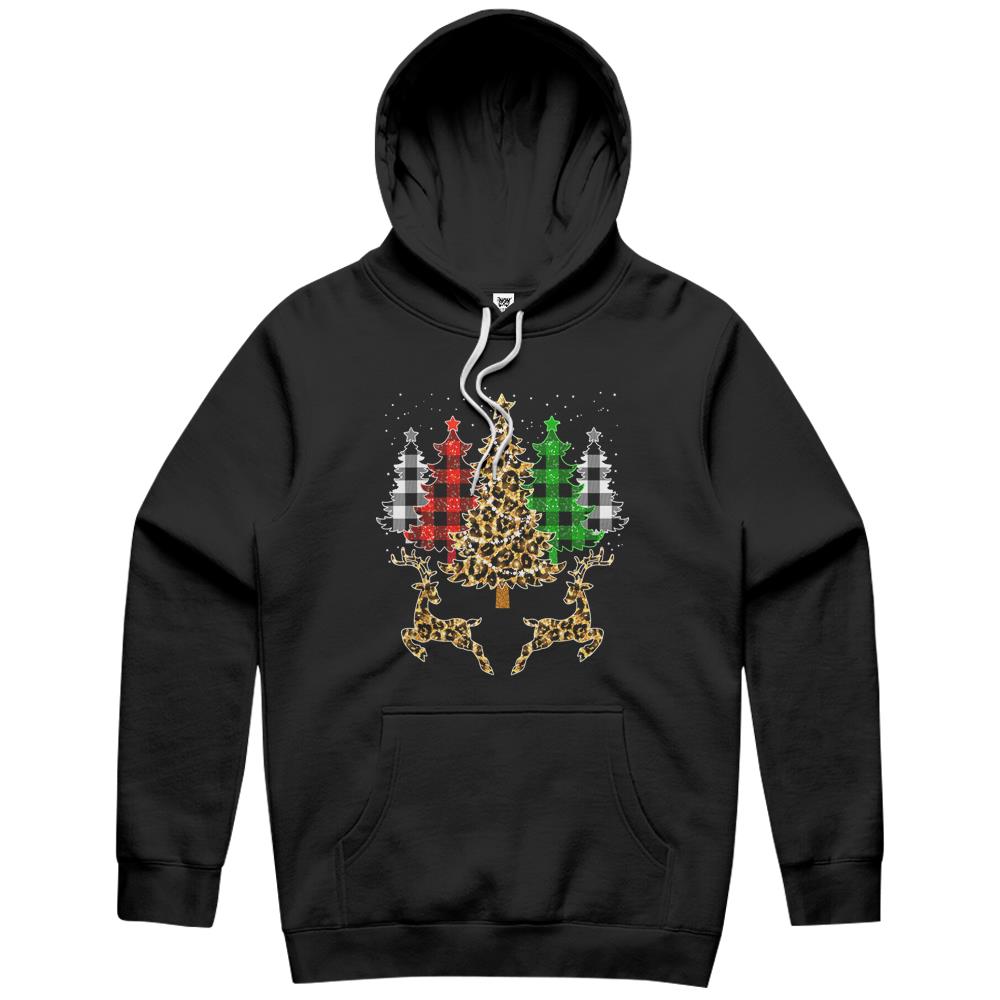 Christmas Trees With Buffalo Plaid & Leopard Print Xmas Hoodie